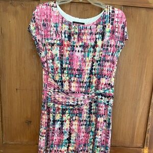 Ellen Tracy Pink Teal Multicolor Knit Dress Size 10